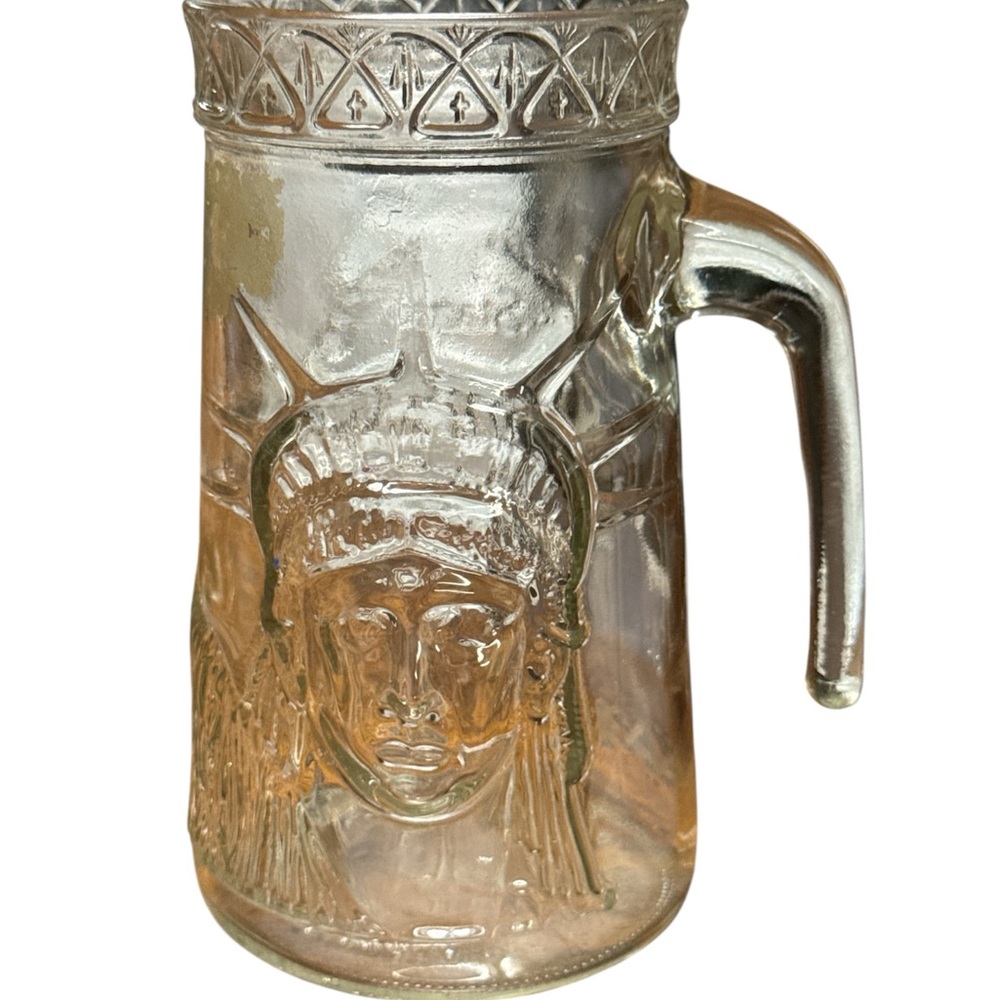 Anchor Hocking STATUE OF LIBERTY Centennial Glass Mug Stein 1985 Vintage